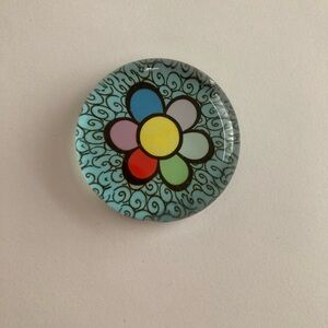 Multicolored Floral Glass Accent little magnet by Romero Britto